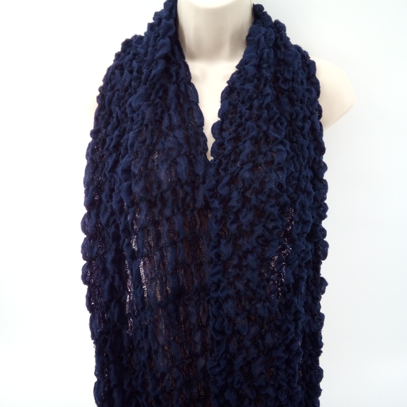 Vintage Early 2000s Y2K Navy Blue Scrunched Infinity Neck Scarf - Picture 1 of 8